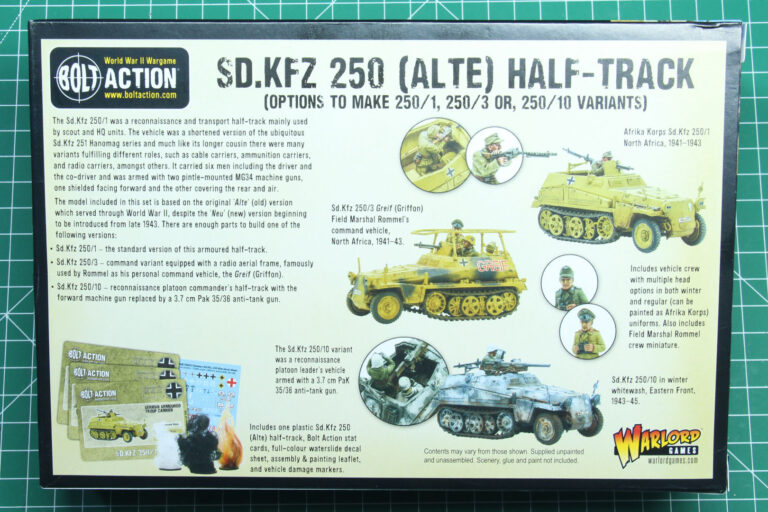 Bolt Action – SdKfz 250/1 250/3 and 250/10 variants Ausf. A ...